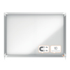 Wanddisplay in Silber für 8 DIN A4-Dokumente mit 10-Jahres-Garantie-Symbol.