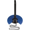 Kugelschreiberständer in schwarz/blau mit Kette und rutschfesten Gummifüßen.