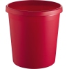 Roter Papierkorb mit geradem Rand und ohne Deckel, geeignet für Abfalltrennung.