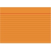 Liniert orange Karteikarte im Querformat im DIN A6 Format.