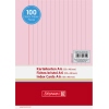 Rote linierte Karteikarten im Format DIN A6, verpackt mit 100 Stück.