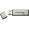 USB-Stick mit 4 Gbyte Speicher und seitlich wegklappbarem Verschluss.