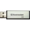 USB-Stick mit 4 GByte Speicherplatz in silberner Metalloptik mit seitlichem Verschluss.