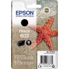Epson Tintenpatrone 603 schwarz in Verpackung mit rotem Seestern auf sandigem Hintergrund.