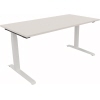 Schreibtisch in verkehrsweiß diamantweiß, Maße 1.600 x 645-1.275 x 800 mm.