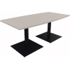 Konferenztisch mit anthrazit metallic und lichtgrauem Tischblatt, rechteckig und modern.
