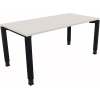 Schreibtisch in diamantweiß mit anthrazit metallic Beinen, Maße 1.600 x 680-820 x 800 mm.