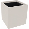 Quadratischer, diamantweißer Blumentopf mit schwarzem Innenraum, Größe 38 x 40 x 38 cm.