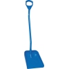 Blaue Schaufel mit langem Stiel und rechteckigem Blatt, geeignet für die Lebensmittelindustrie.