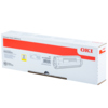 OKI Toner 45862837 in gelber Verpackung mit Produktinformationen auf der Seite.