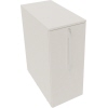 Beistellcontainer in diamantweiß mit offenem Design und seitlichem Griff, einseitig nutzbar.