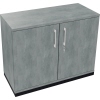 Flügeltürenschrank in anthrazit metallic mit zwei Türen und einem grauen, betonähnlichen Finish.