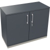 Flügeltürenschrank in silberaluminium und lavagrau, 1.000 x 781 x 442 mm mit Schlüsselschloss.