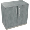 Flügeltürenschrank in silberaluminium mit Betonoptik, Maße 800 x 781 x 442 mm.