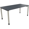 Lavagrauer Schreibtisch mit silberaluminiumfarbigen Beinen, Seitenansicht.