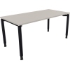 Schreibtisch in lichtgrau mit anthrazitmetallic Beinen, sichtbare Vorderansicht.