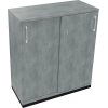 Schiebetürenschrank in anthrazit metallic mit Beton-Optik, zwei Türen und Schlüsselschloss.