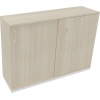 Schiebetürenschrank in verkehrsweiß mit zwei Türen und modernem Design, 1.600 x 1.133 x 442 mm.