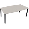 Konferenztisch mit anthrazit metallic Gestell und lichtgrauer Tischplatte, rechteckig.