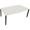 Konferenztisch in anthrazit metallic und diamantweiß, Maße 2000 x 680-820 x 1000/1100 mm.