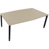 Konferenztisch in anthrazit metallic mit Eichenoptik, Maße 2000 x 680-820 x 1000/1100 mm.