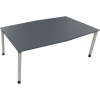 Konferenztisch in silberaluminium mit einer Fläche von 2000 x 1000 mm und verstellbaren Füßen.