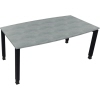 Konferenztisch in anthrazit metallic mit hellgrauer Betonoptik, Maße 1800 x 680-820 x 800/900 mm.