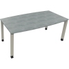 Konferenztisch mit hellgrauer Betonoptik und silberaluminiumfarbenen Beinen, 180 x 80 cm.