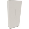 Flügeltürenschrank in silberaluminium mit zwei Türen und diamantweißem Finish.