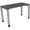 Schreibtisch mit quadratischen Füßen, lavagrau und silberaluminium, Maße 1200 x 680-820 x 600 mm.