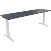 Schreibtisch in lavagrau mit verstellbaren Füßen, Maße 2000 x 650-850 x 600 mm.