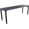 Schreibtisch in lavagrau mit Vierfuß-Rundrohr, Maße 2000 x 680-820 x 600 mm.