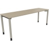 Schreibtisch in Eiche natur mit silberaluminium Vierfuß, Maße 2000 x 680-820 x 600 mm.