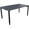 Grauer Schreibtisch mit vier runden Füßen in anthrazit metallic.