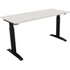 Schreibtisch in diamantweiß mit anthrazitmetallic Beinen, höhenverstellbar, flachfuß.