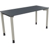 Schreibtisch in lavagrau mit silberaluminium Vierfußkonstruktion und verstellbarer Höhe.