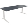 Schreibtisch in lavagrau mit verstellbarer Höhe, flache Kufe und Quadratrohr-Fußgestell.