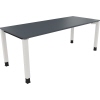 Schreibtisch mit vier Füßen in lavagrau und verkehrsweiß, Maß 2000 x 680-820 x 800 mm.