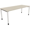 Schreibtisch all in one 2.000 x 680-820 x 800 mm (B x H x T) Vierfuß Rundrohr akazie hell verkehrsweiß Produktbild pa_produktabbildung_1 S