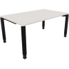 Schreibtisch in diamantweiß mit anthrazitmetallic Vierfußgestell, Maße 1.800 x 680-820 x 1.000 mm.