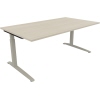 Schreibtisch all in one 1.800 x 650-850 x 1.000 mm (B x H x T) Flachkufe Quadratrohr akazie hell silberaluminium Produktbild pa_produktabbildung_1 S