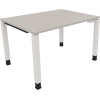 Schreibtisch in lichtgrau mit vier Fußquadratrohr, Maße 1.200 x 680-820 x 900 mm.