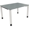 Schreibtisch all in one 1.200 x 680-820 x 900 mm (B x H x T) Vierfuß Quadratrohr beton hell verkehrsweiß Produktbild pa_produktabbildung_1 S