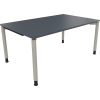 Grauer Schreibtisch mit Rundrohrbeinen in lavagrau, Maße 1.600 x 680-820 x 1.000 mm.