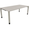 Schreibtisch mit vierfüßiger Unterstützung, lichtgrau, Maße 2000 x 680-820 x 1000 mm.