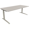 Schreibtisch all in one 2.000 x 650-850 x 900 mm (B x H x T) Flachkufe Quadratrohr lichtgrau silberaluminium Produktbild pa_produktabbildung_1 S