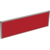Rote Tischtrennwand mit silbernem Aluminiumrahmen und flacher Oberfläche.