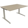 Schreibtisch all in one 1.400 x 650-850 x 1.000 mm (B x H x T) Flachkufe Quadratrohr eiche natur silberaluminium Produktbild pa_produktabbildung_1 S