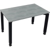 Schreibtisch mit hellen Betonoberfläche und anthrazitfarbigen Vierfußgestell.