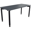 Schreibtisch in lavagrau mit vier runden Beinen, Maße 1600 x 680-820 x 700 mm.